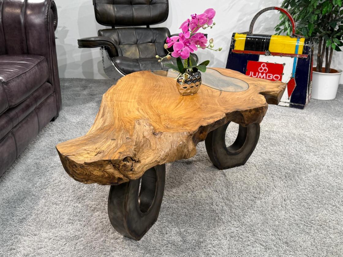 Wohnzimmertisch aus Holz Lakeside Baumscheibentisch