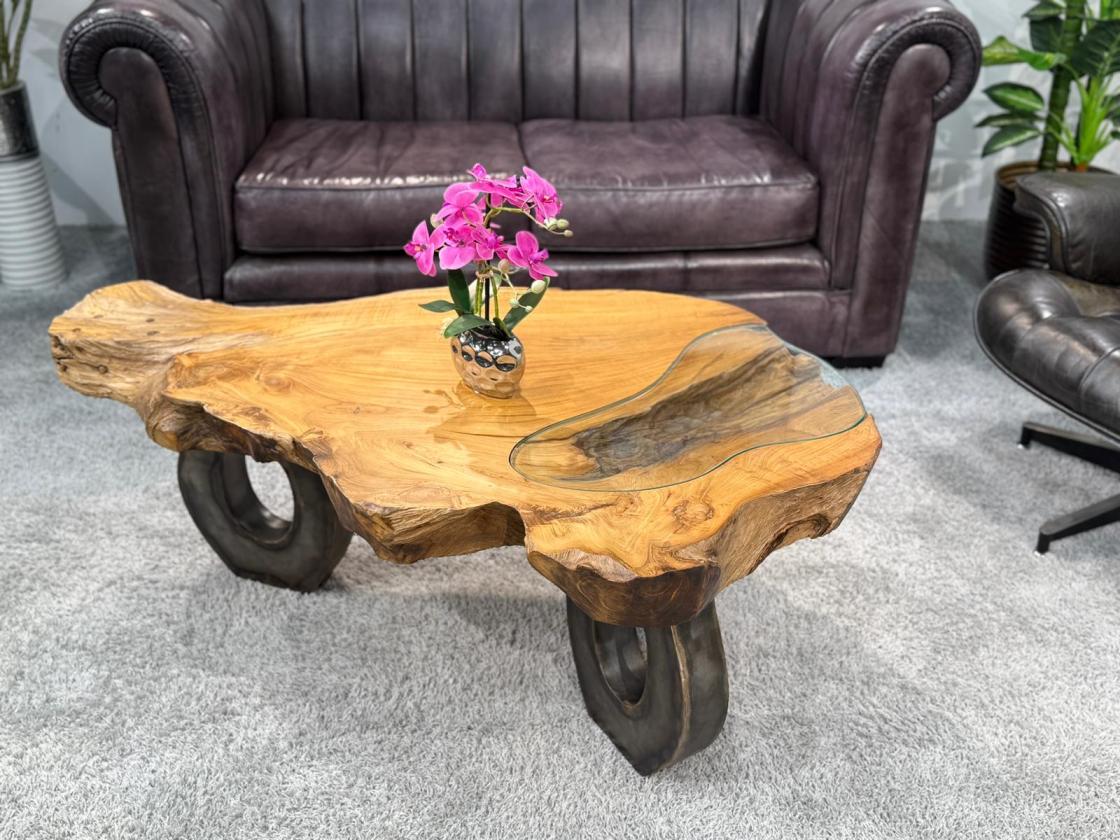 Wohnzimmertisch aus Holz Lakeside Baumscheibentisch