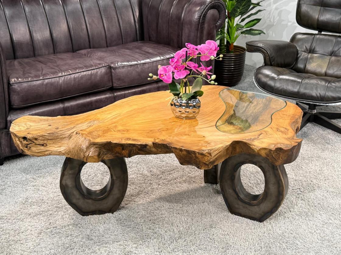 Wohnzimmertisch aus Holz Lakeside Baumscheibentisch