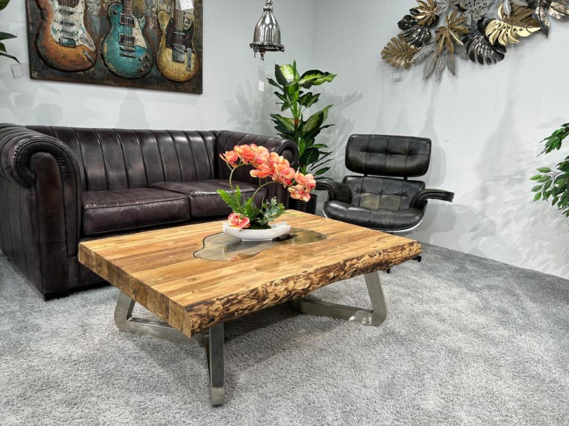 Maßtisch eckiger Wohnzimmertisch Deep Island Freestyle aus Holz