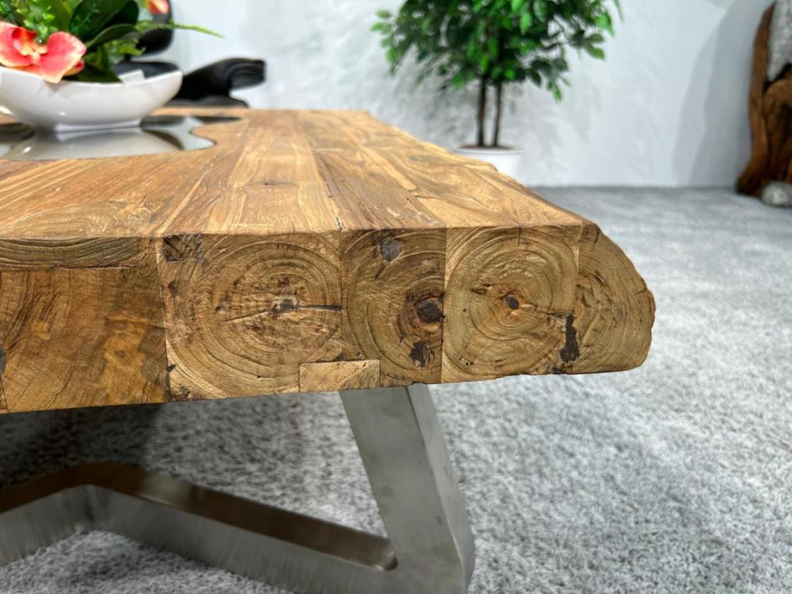 Maßtisch eckiger Wohnzimmertisch Deep Island Freestyle aus Holz