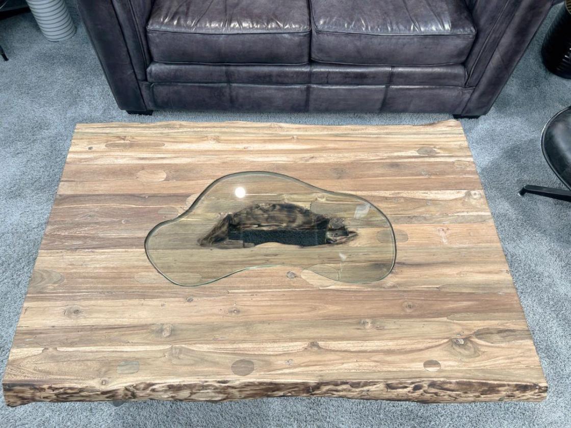 Maßtisch eckiger Wohnzimmertisch Deep Island Freestyle aus Holz