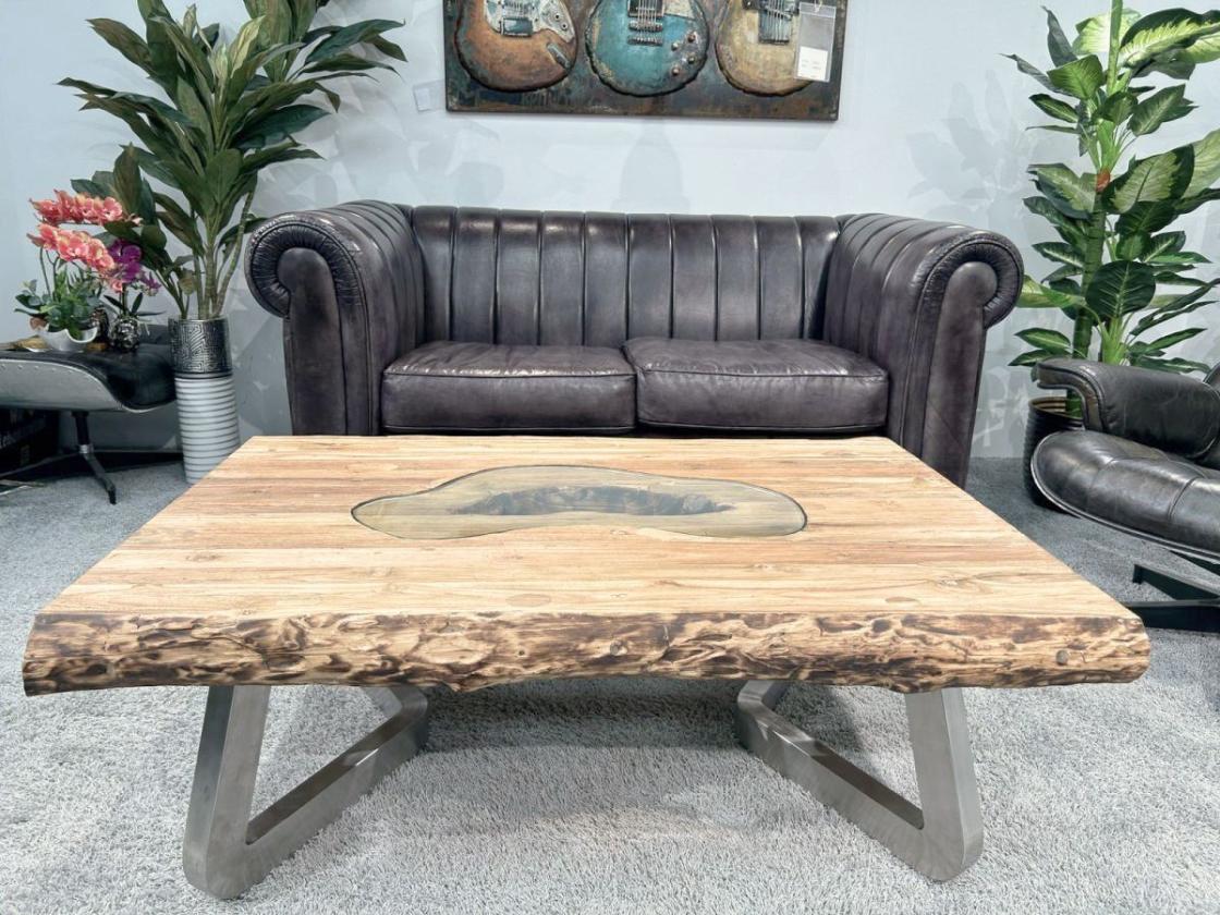 Maßtisch eckiger Wohnzimmertisch Deep Island Freestyle aus Holz