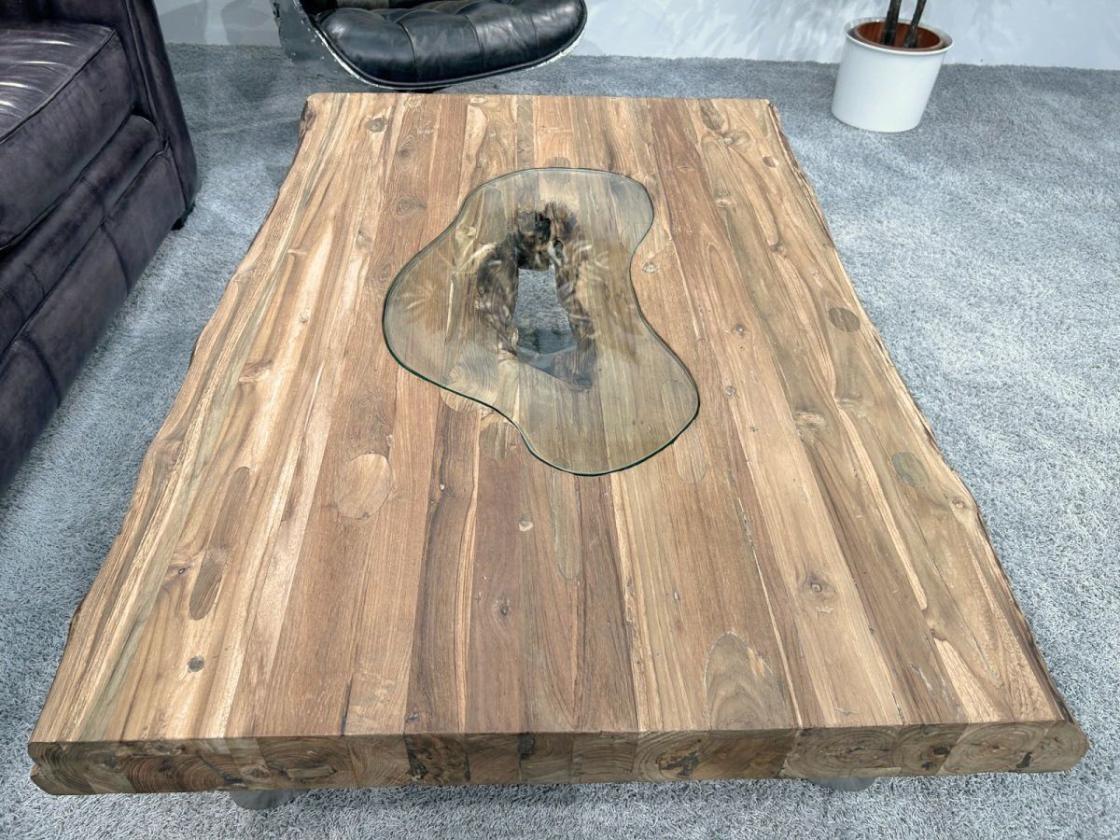 Maßtisch eckiger Wohnzimmertisch Deep Island Freestyle aus Holz