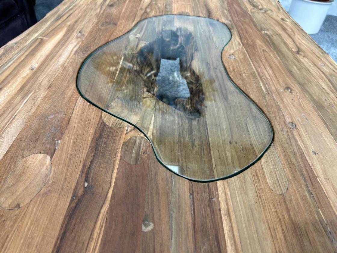 Maßtisch eckiger Wohnzimmertisch Deep Island Freestyle aus Holz