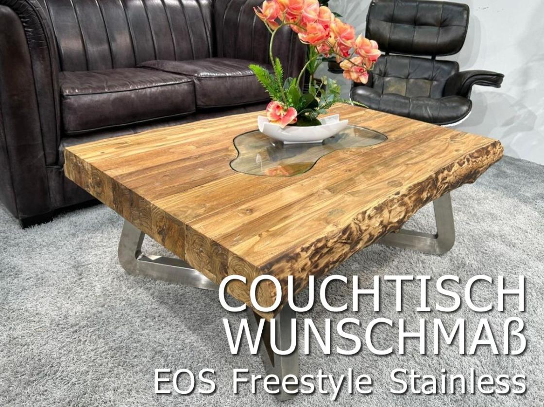 Maßtisch eckiger Wohnzimmertisch Deep Island Freestyle aus Holz