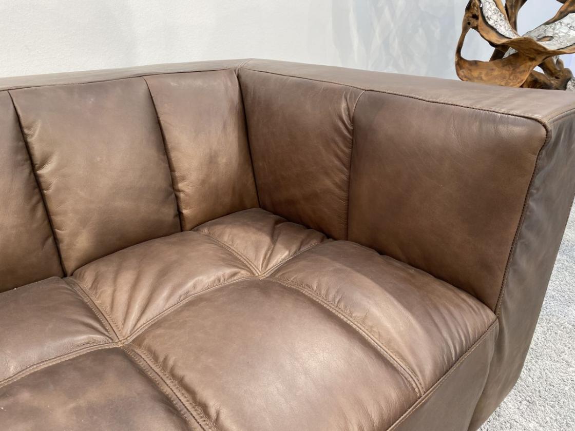 Couch 2-Sitzer Madrid aus dunkelbraunem Echtleder