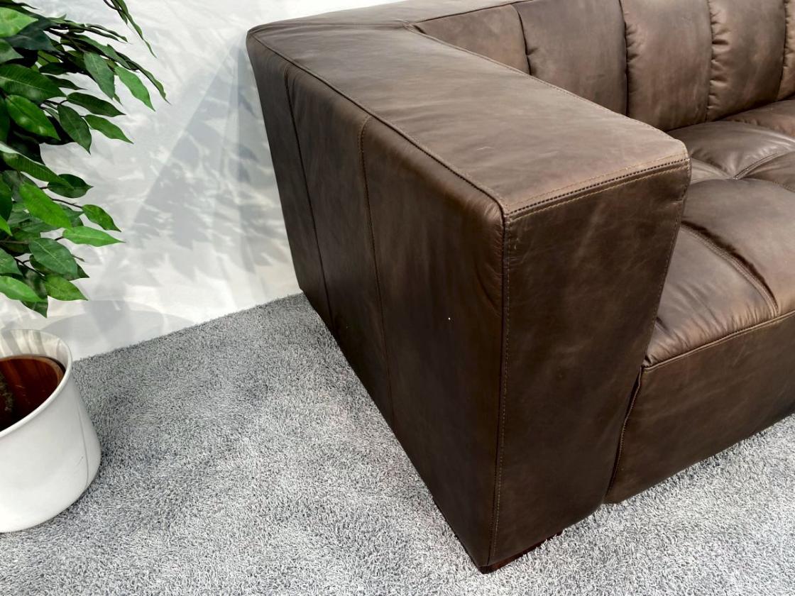 Couch-2-Sitzer-Madrid-aus-Echtleder-mit-Aluminium-im-Aviator-Design