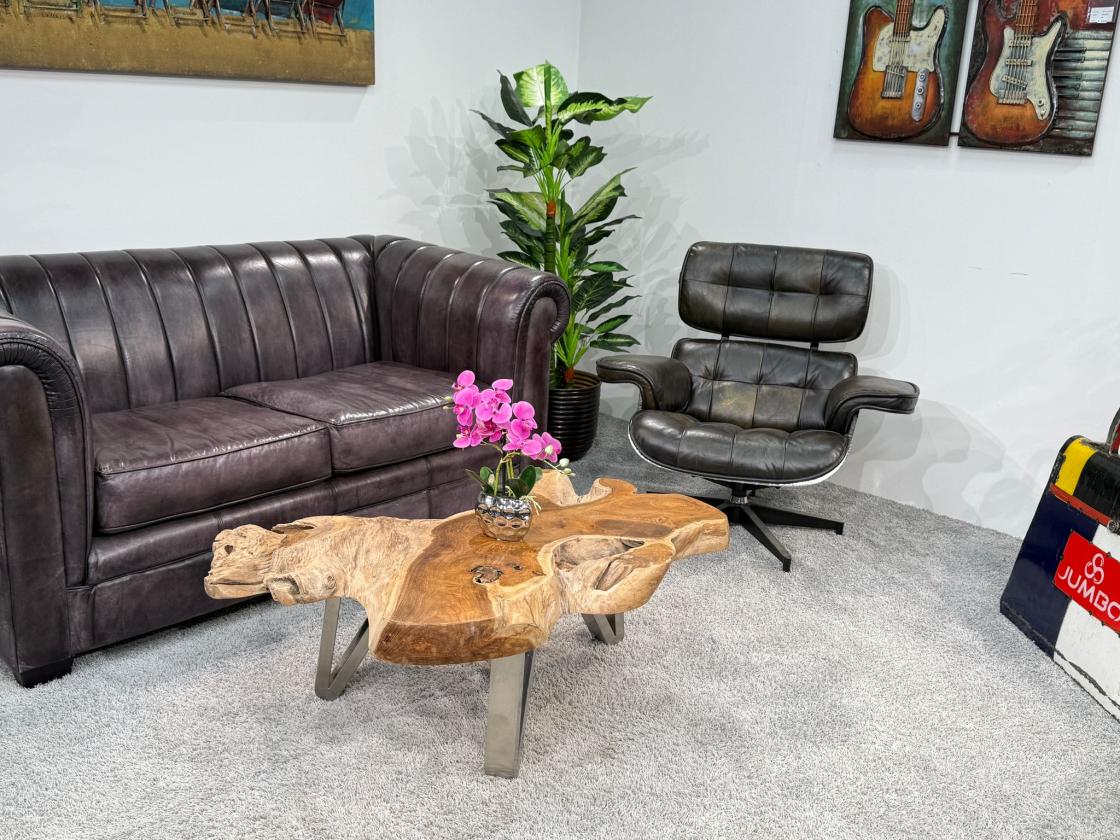 Couchtisch aus Teakholz mit Glasplatte, ca. 110 x 55-65 x 42 cm