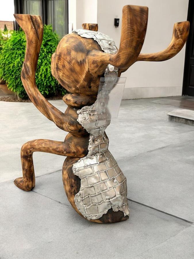 Skulptur Dekofigur Ameise aus Altholz