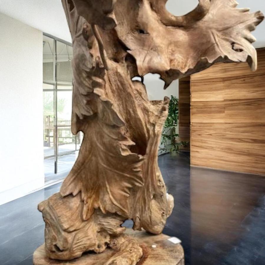 Deko Sitzender Hund 100 cm aus Holz und Aluminium