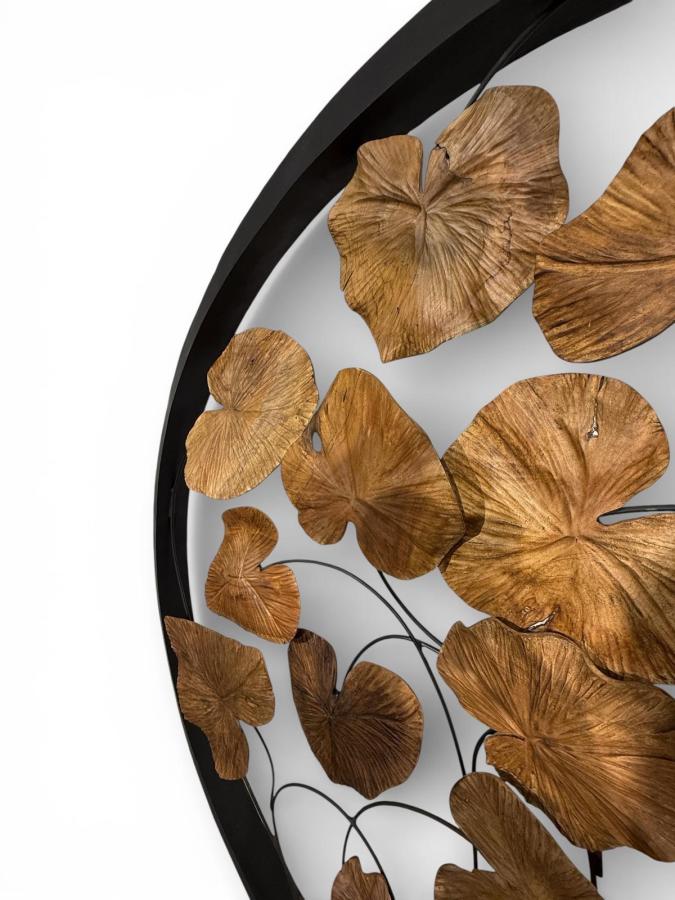 Dekoration Leaves aus Holz mit Stahl freistehend