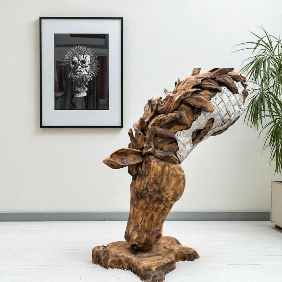 Aussergewoehnliche deko holzskulptur pferdekopf