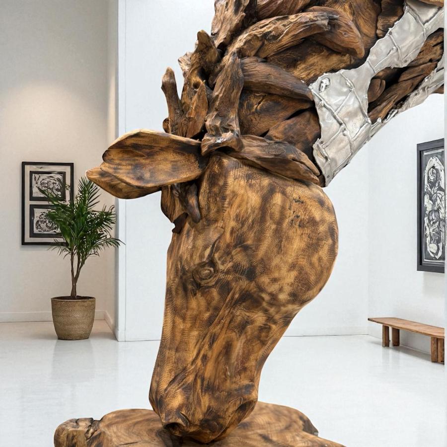 Aussergewoehnliche deko holzskulptur pferdekopf