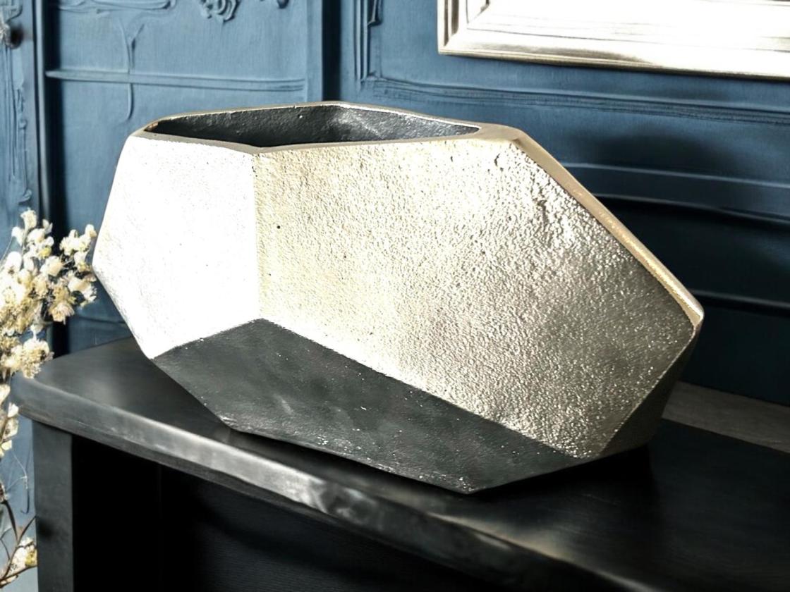 Dekorative Vase silber Metall Pentagramm