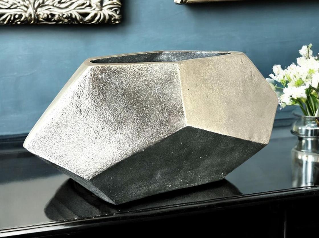 Dekorative Vase silber Metall Pentagramm