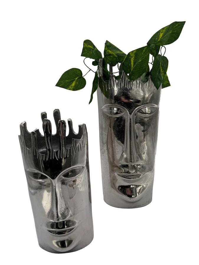 Design Blumenvasen-Set Gesicht aus Nickel