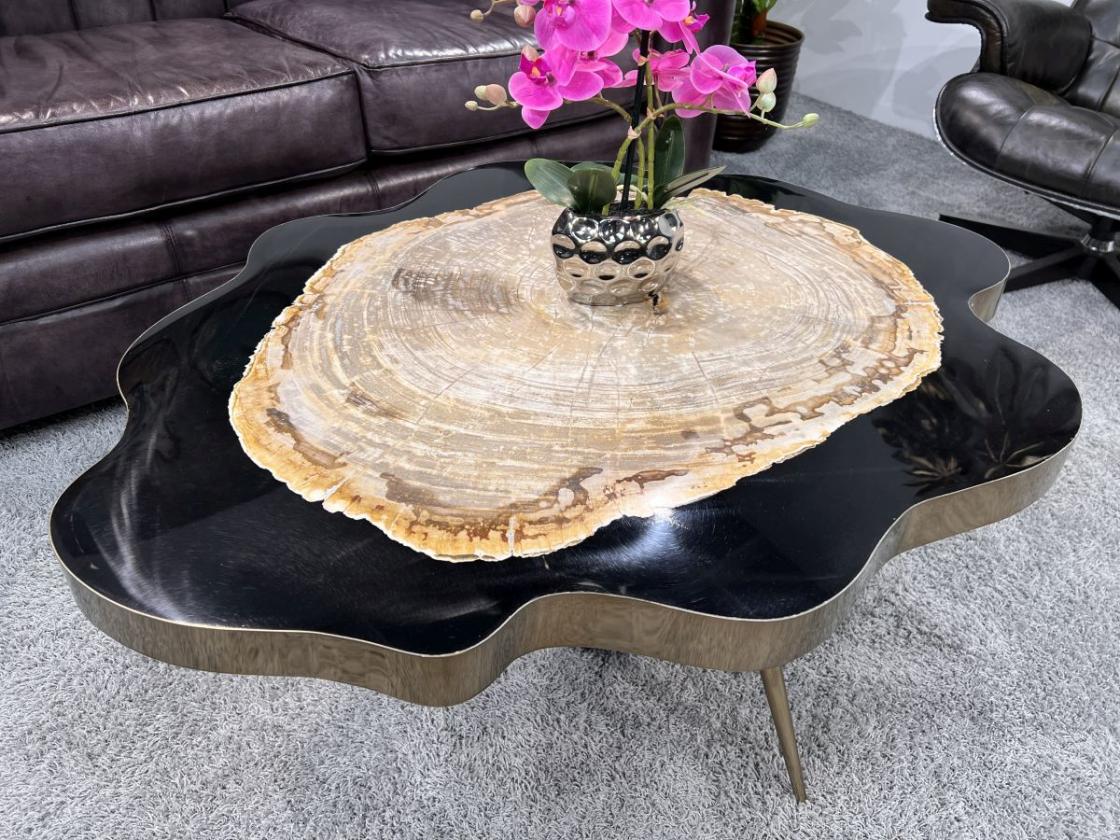 Design Couchtisch versteinerte Baumscheibe "Stone Age" 101 cm