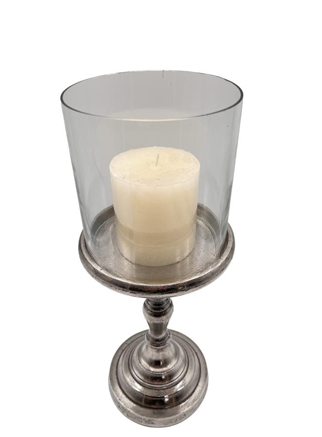 DER TISCHONKEL :: Design Kerzenständer aus Nickel mit Glas