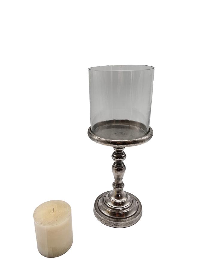 DER TISCHONKEL :: Design Kerzenständer aus Nickel mit Glas