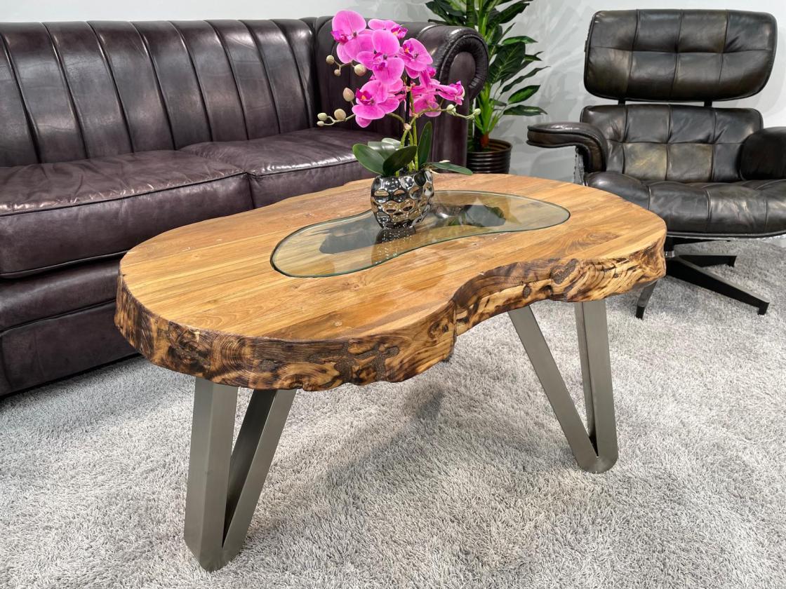 Design Sofatisch Loftstyle Altholz Edelstahl