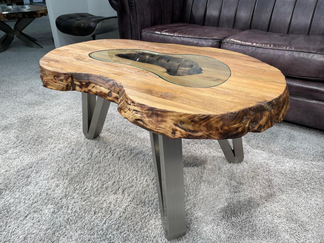 Design Sofatisch Loftstyle Altholz Edelstahl