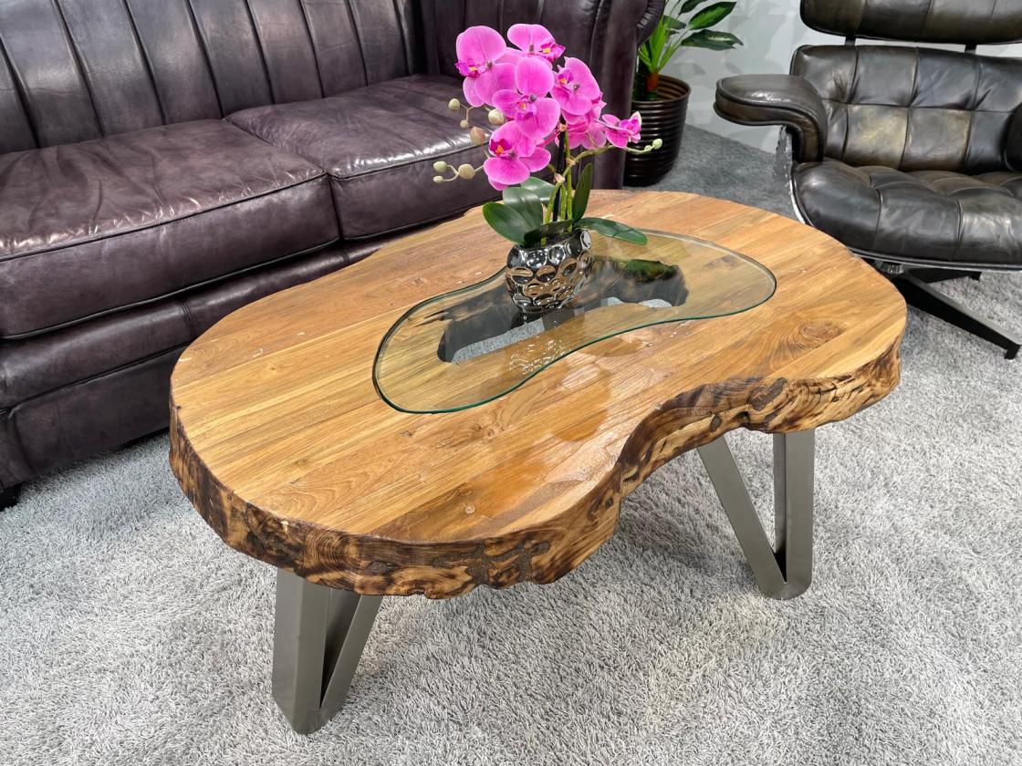 Design Sofatisch Loftstyle Altholz Edelstahl