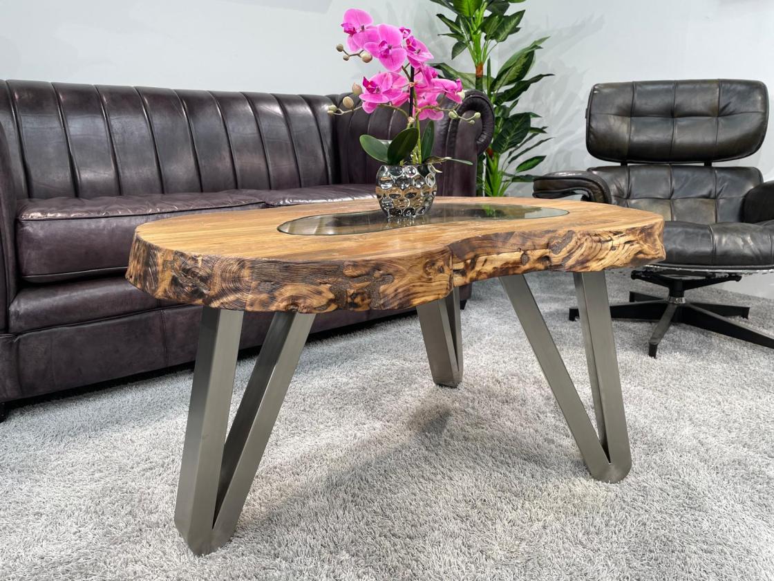Design Sofatisch Loftstyle Altholz Edelstahl