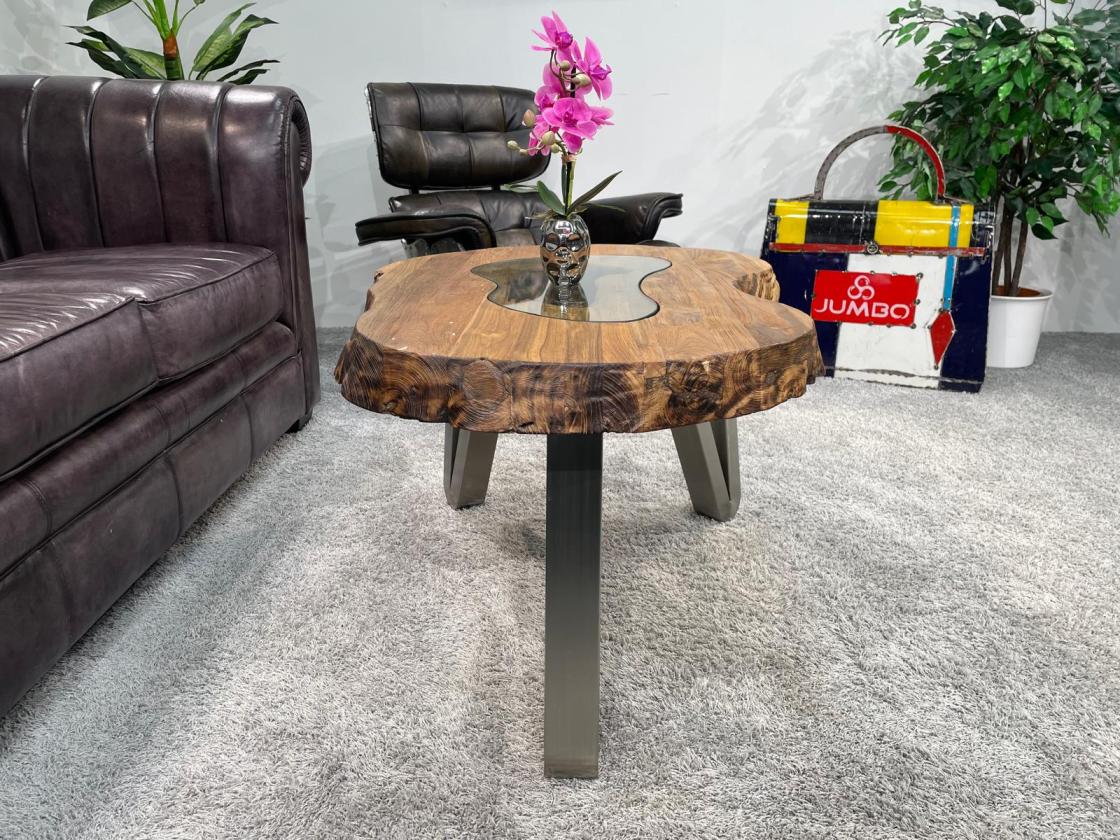 Design Sofatisch Loftstyle Altholz Edelstahl