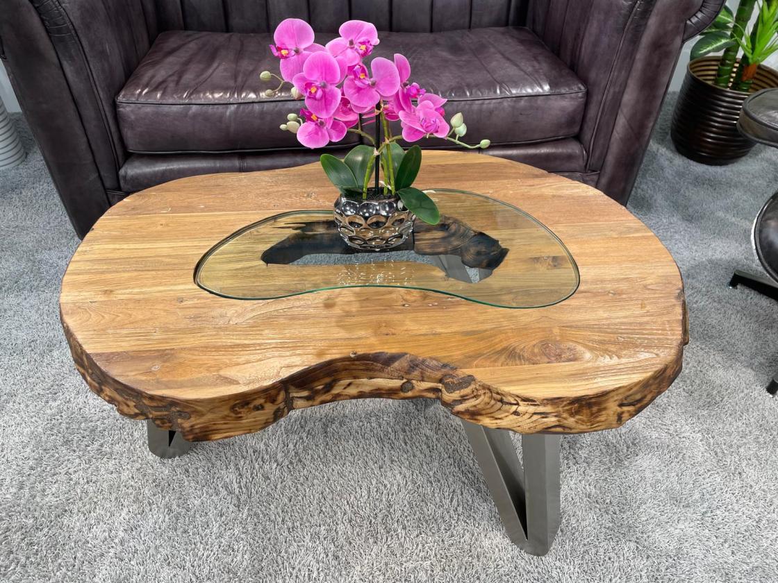 Design Sofatisch Loftstyle Altholz Edelstahl