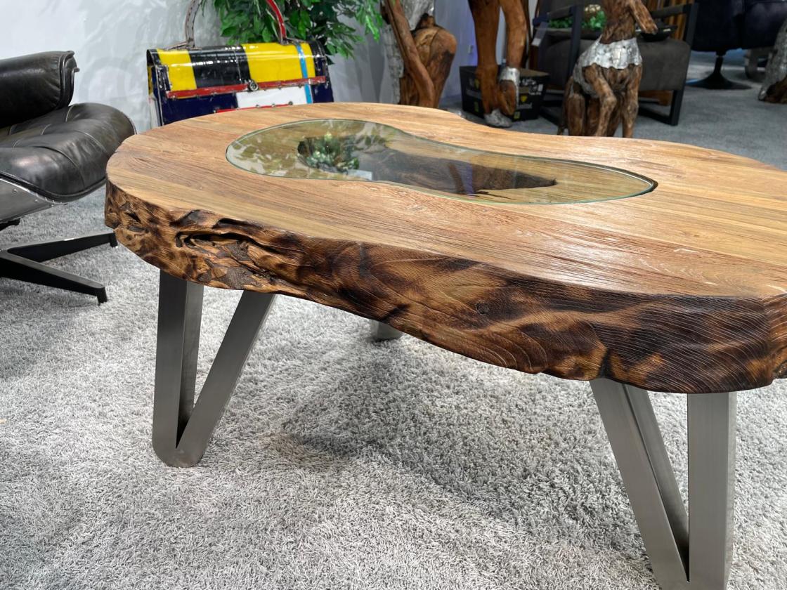 Design Sofatisch Loftstyle Altholz Edelstahl