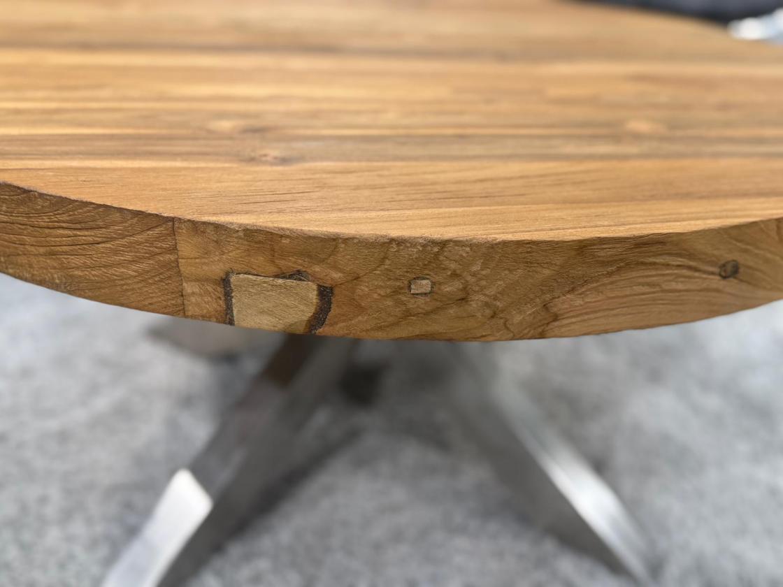 Runder Wohnzimmertisch Eternia 80 cm Holz Edelstahlgestell