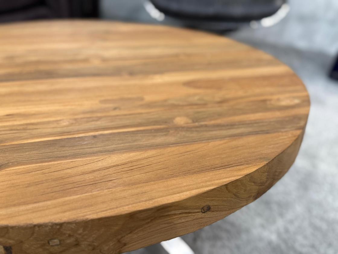 Runder Wohnzimmertisch Eternia 80 cm Holz Edelstahlgestell