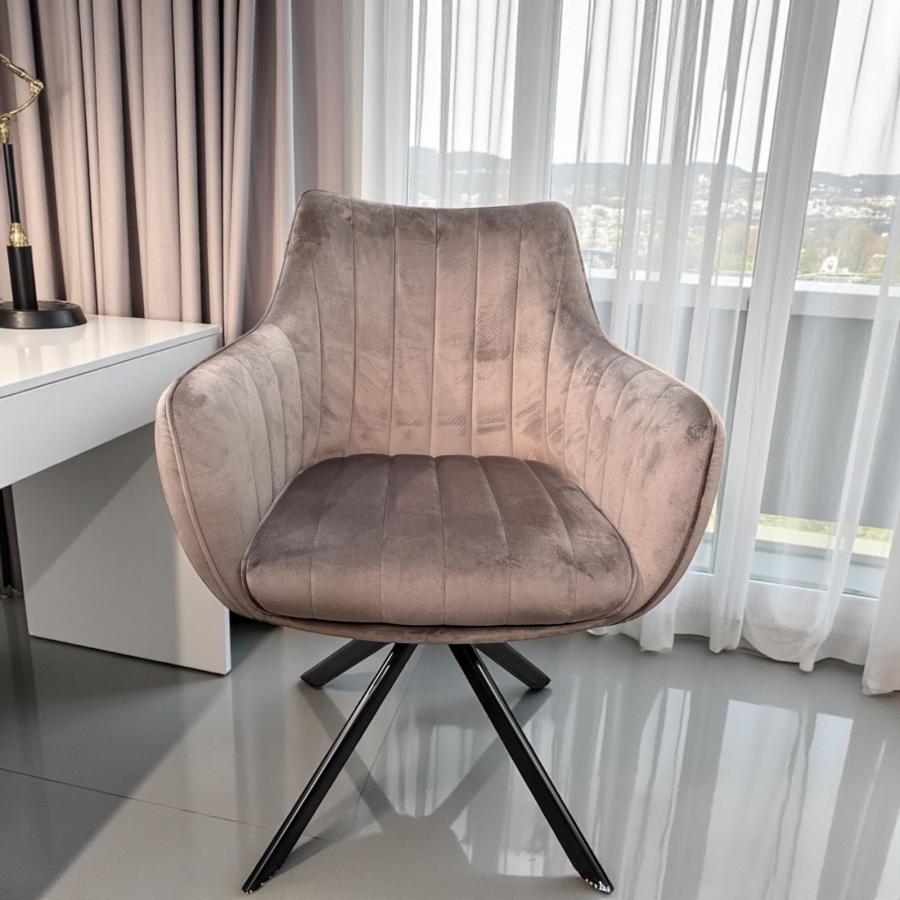 Swivel Chair "CADIZ", cappuccino, with armrest, with automatic return