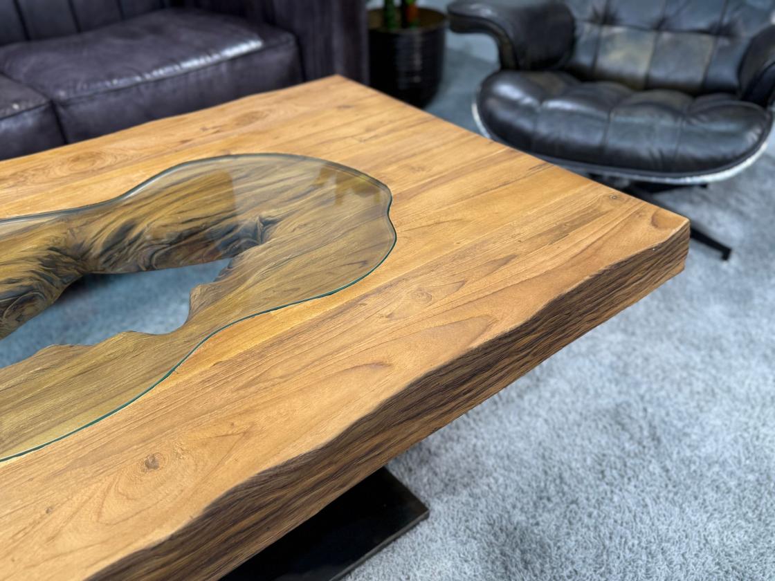Rechteckiger Couchtisch aus Massivholz Deep Island 120 cm