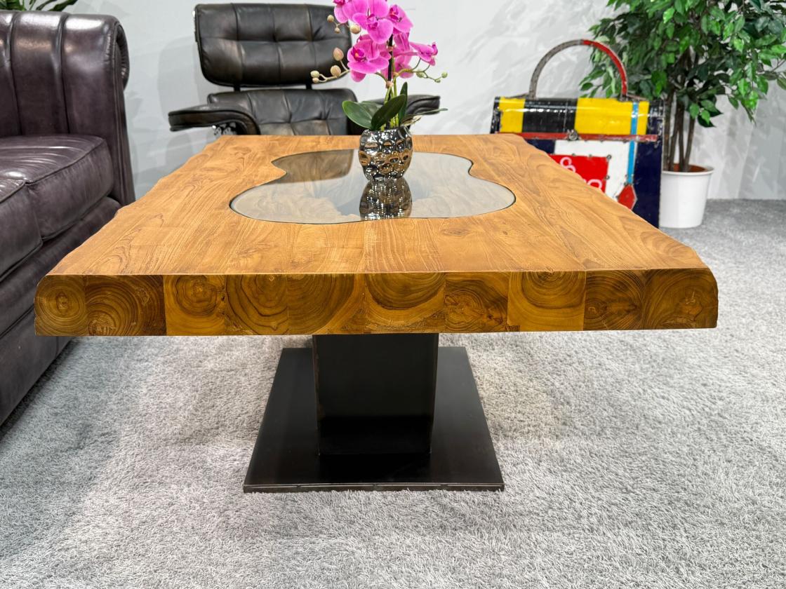 Rechteckiger Couchtisch aus Massivholz Deep Island 120 cm