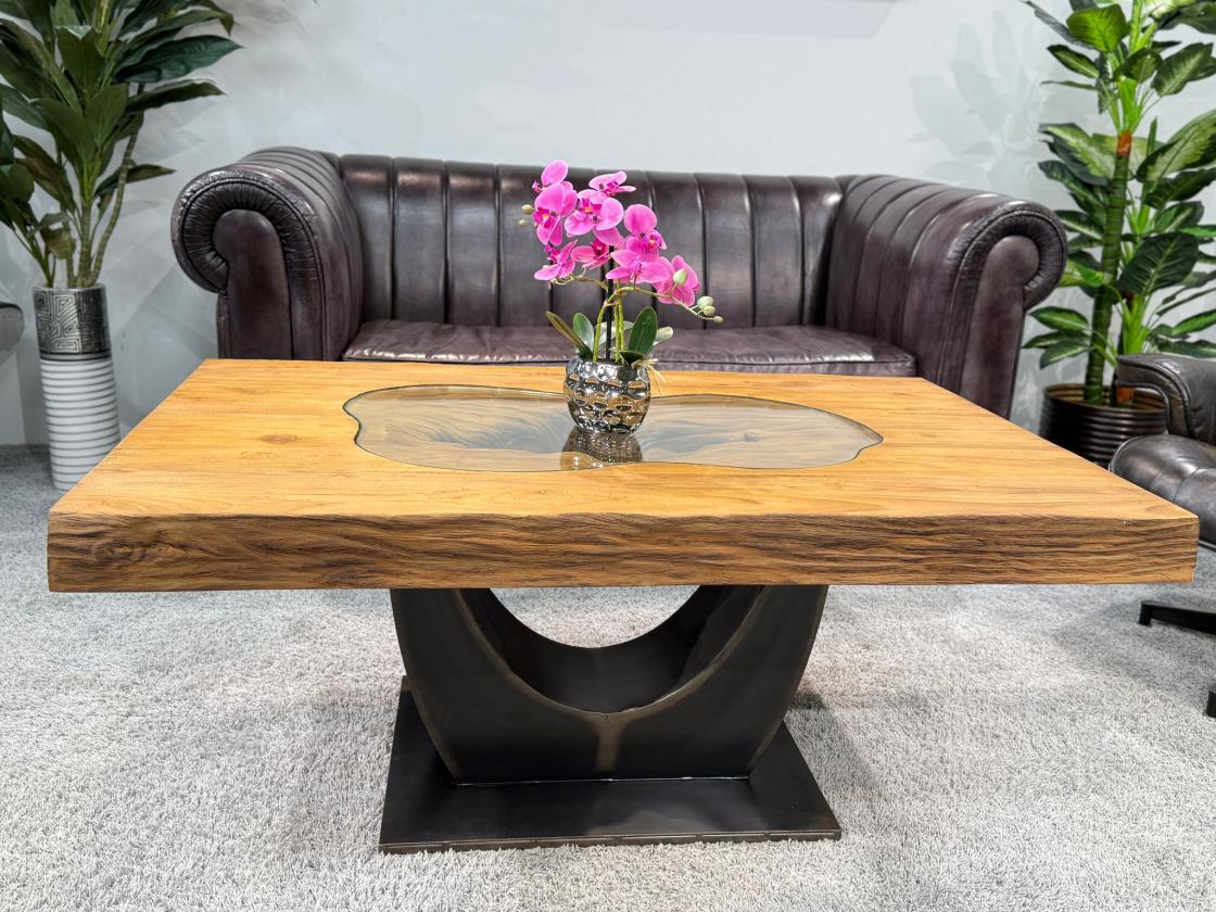 Rechteckiger Couchtisch aus Massivholz Deep Island 120 cm