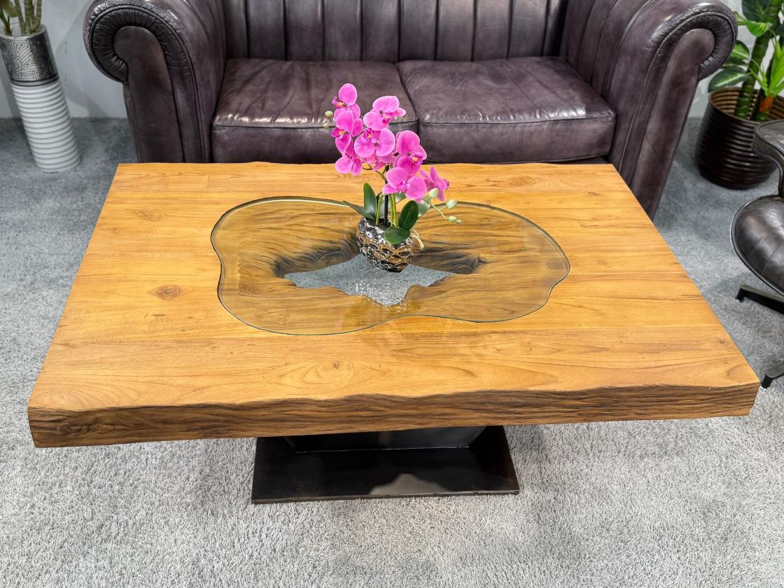 Rechteckiger Couchtisch aus Massivholz Deep Island 120 cm