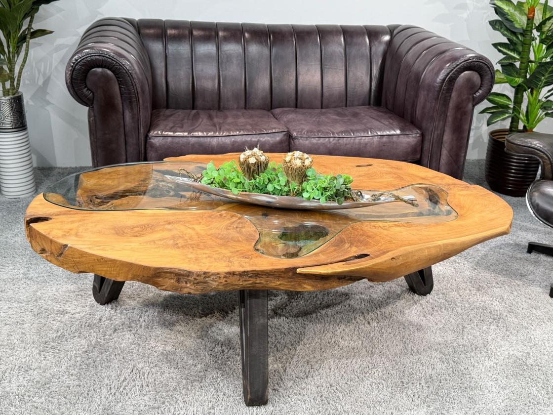 Einzigartiger Wohnzimmertisch Baumstamm Baumscheibe massiv Wohnzimmerideen