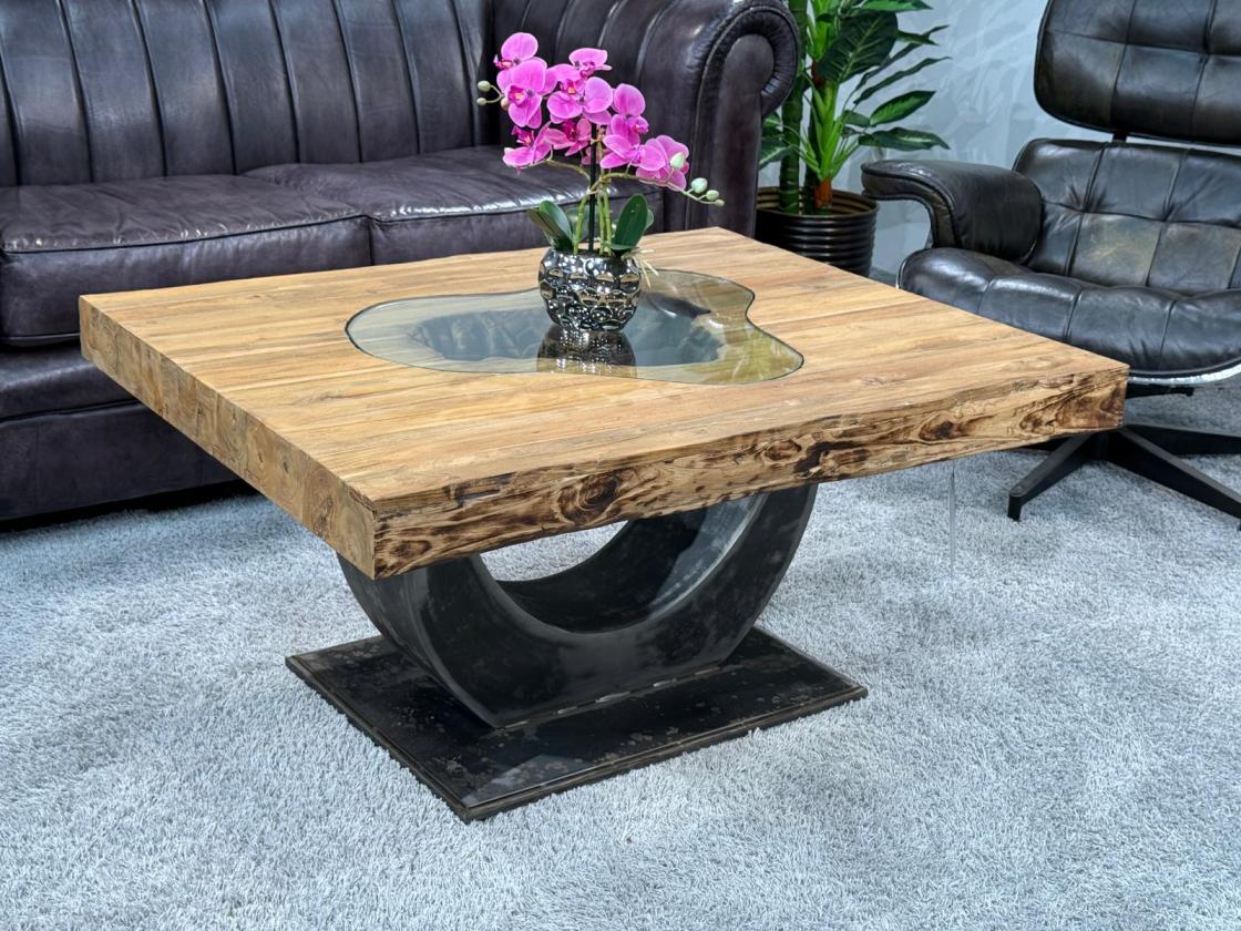 Rechteckiger Couchtisch aus Massivholz Deep Island 100 cm