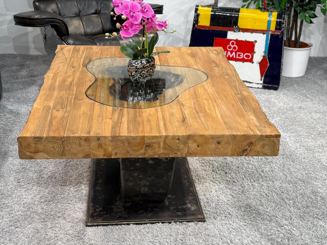 Rechteckiger Couchtisch aus Massivholz Deep Island 100 cm