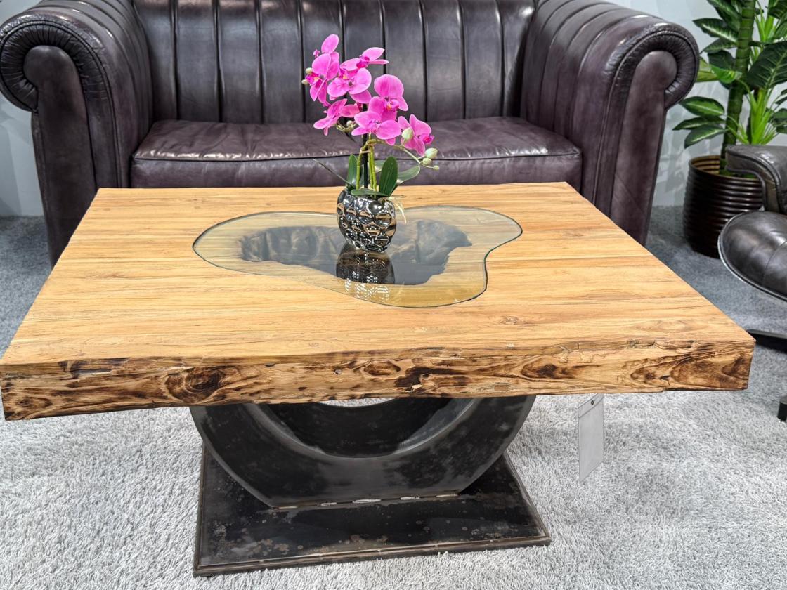 Rechteckiger Couchtisch aus Massivholz Deep Island 100 cm
