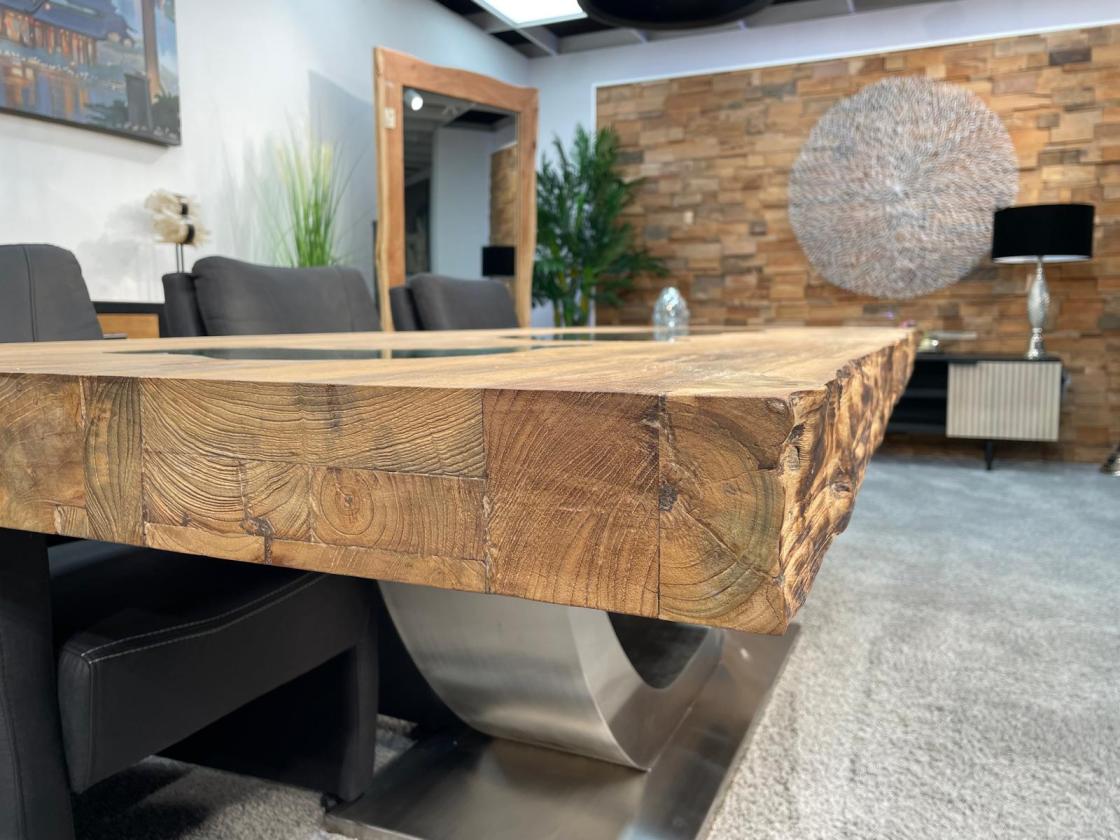 Massivholz Esstisch aus Teak Altholz 250cm