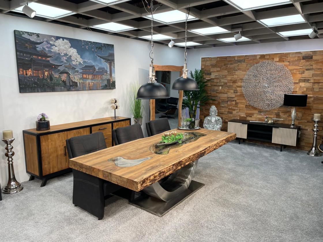 Massivholz Esstisch aus Teak Altholz 250cm