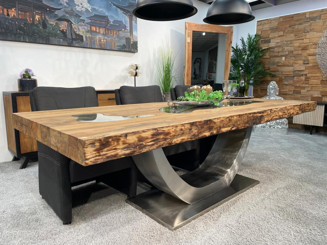 Massivholz Esstisch aus Teak Altholz 250cm