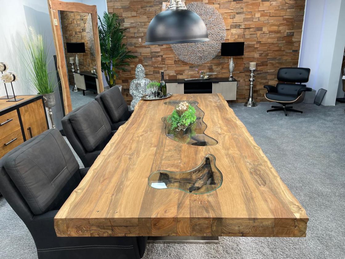 Massivholz Esstisch aus Teak Altholz 250cm