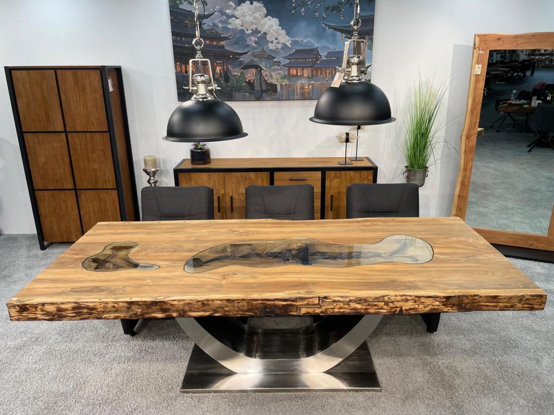 Massivholz Esstisch aus Teak Altholz 250cm