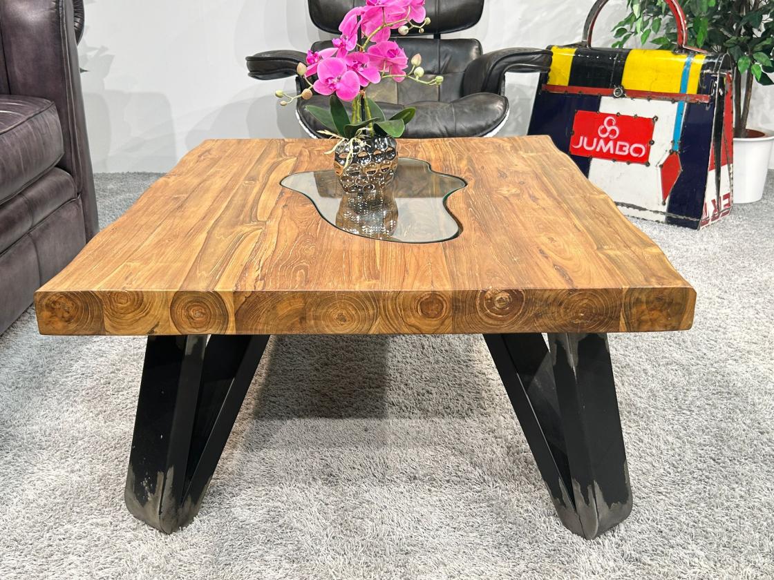Eckiger Couchtisch aus massivem Holz EOS 100 x 80 cm