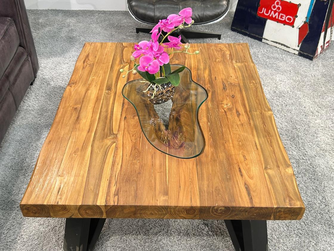 Eckiger Couchtisch aus massivem Holz EOS 100 x 80 cm