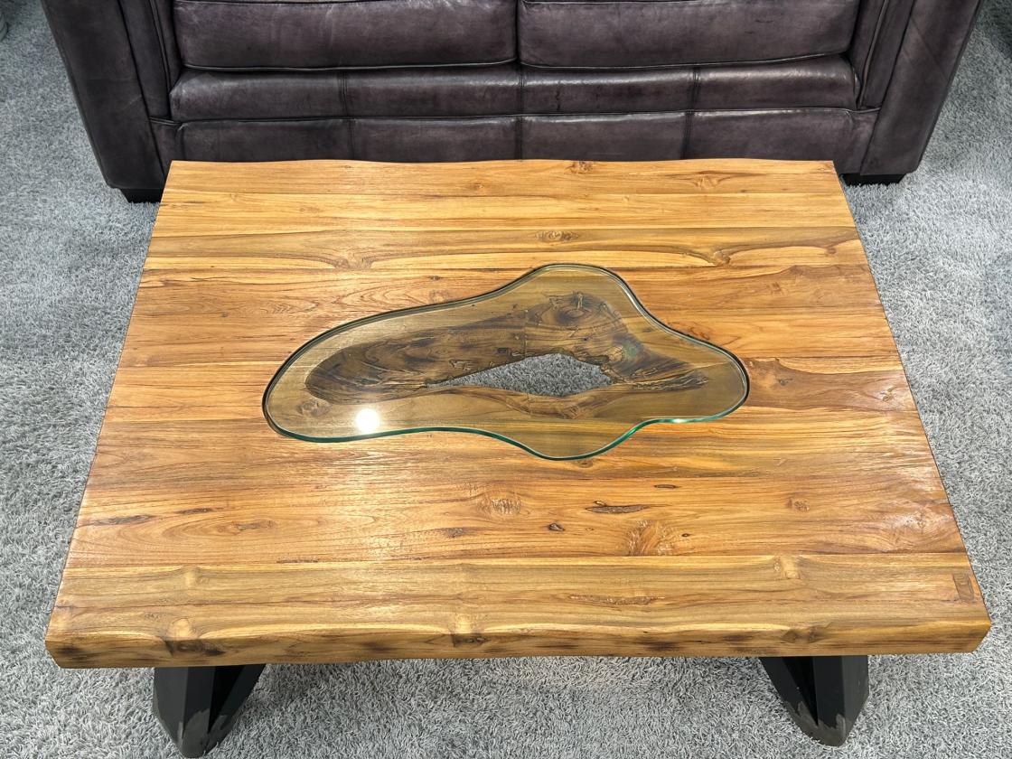 Eckiger Couchtisch aus massivem Holz EOS 100 x 80 cm